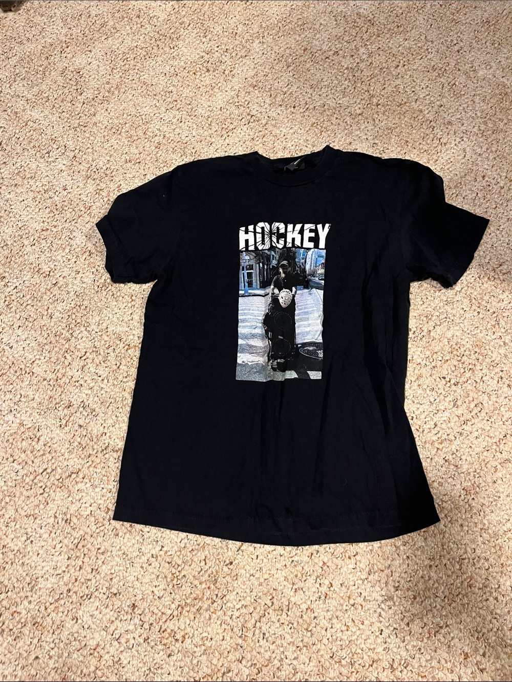 Black 'Hockey' Graphic Short Sleeve Tee - Men's Casual Shirt